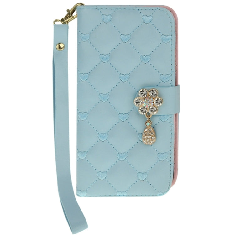 Heart Pattern Wallet Style Diamante Decorated Leather Case with Holder & Card Slots & Lanyard for iPhone 6 Plus & 6S Plus