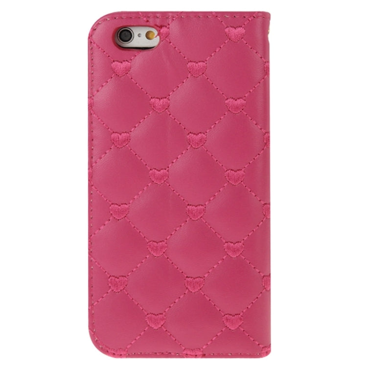 Heart Pattern Wallet Style Diamante Decorated Leather Case with Holder & Card Slots & Lanyard for iPhone 6 Plus & 6S Plus