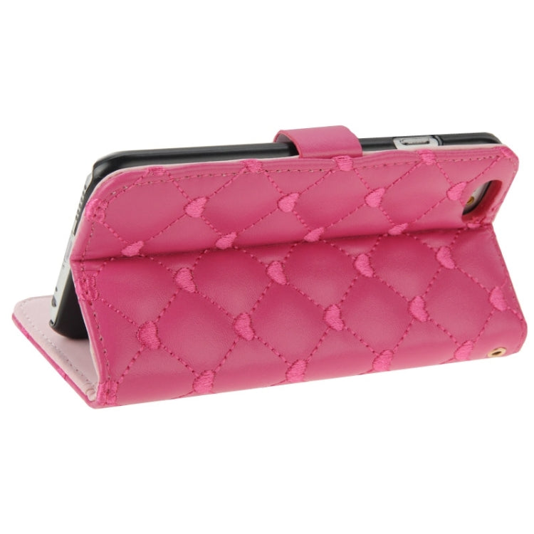 Heart Pattern Wallet Style Diamante Decorated Leather Case with Holder & Card Slots & Lanyard for iPhone 6 Plus & 6S Plus