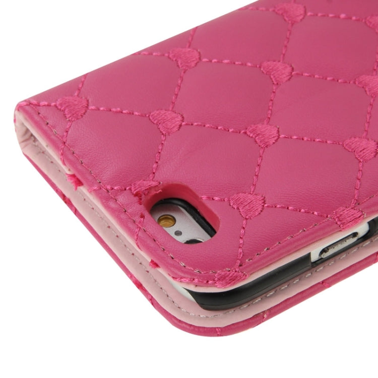 Heart Pattern Wallet Style Diamante Decorated Leather Case with Holder & Card Slots & Lanyard for iPhone 6 Plus & 6S Plus