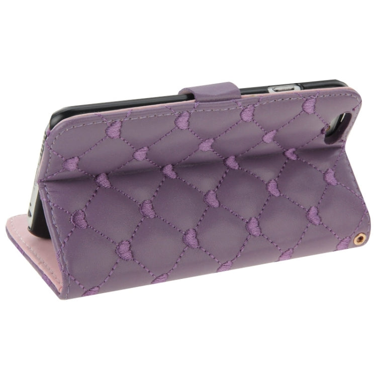 Heart Pattern Wallet Style Diamante Decorated Leather Case with Holder & Card Slots & Lanyard for iPhone 6 Plus & 6S Plus