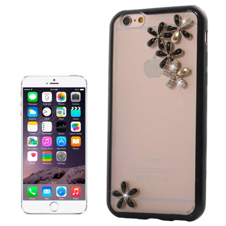 Ultra-thin Transparent Stereoscopic Diamond Encrusted Plum TPU Protective Case for iPhone 6 Plus