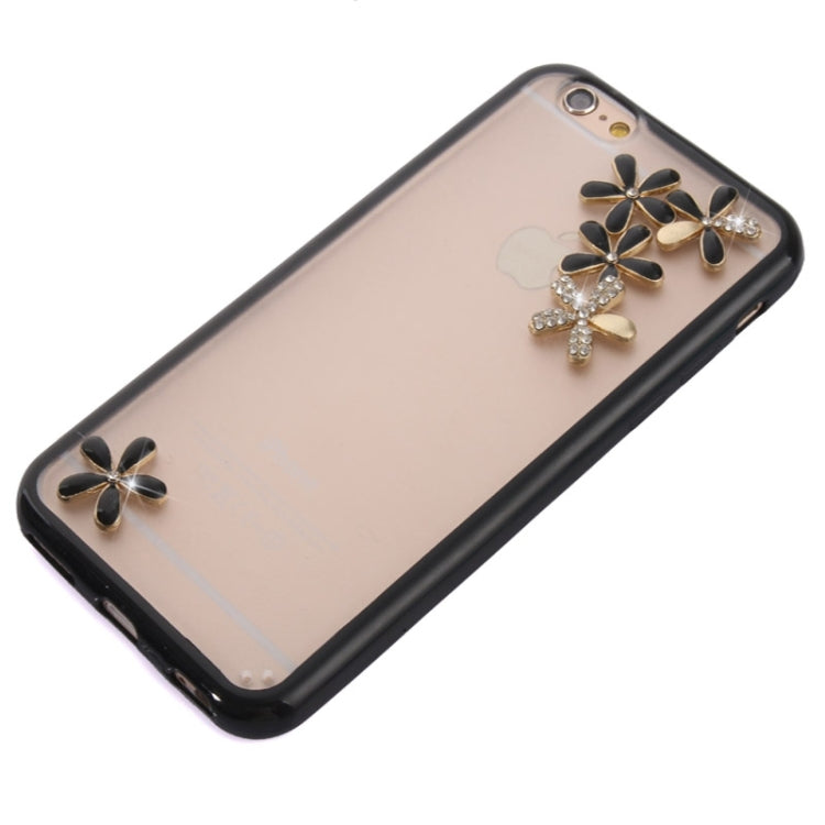 Ultra-thin Transparent Stereoscopic Diamond Encrusted Plum TPU Protective Case for iPhone 6 Plus