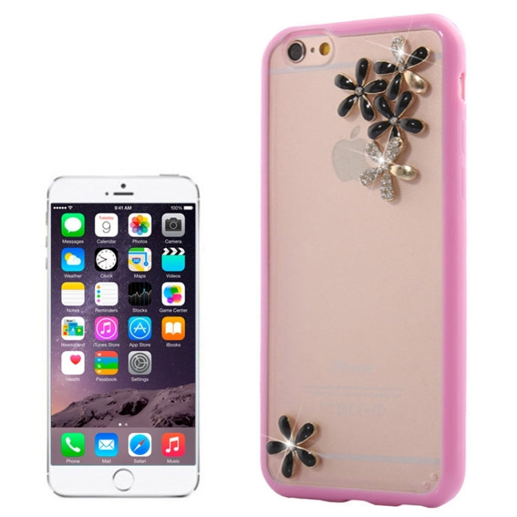 Ultra-thin Transparent Stereoscopic Diamond Encrusted Plum TPU Protective Case for iPhone 6 Plus