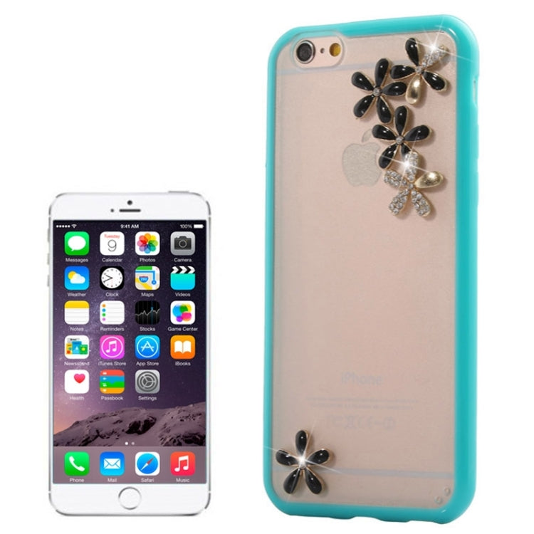 Ultra-thin Transparent Stereoscopic Diamond Encrusted Plum TPU Protective Case for iPhone 6 Plus