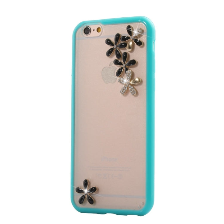 Ultra-thin Transparent Stereoscopic Diamond Encrusted Plum TPU Protective Case for iPhone 6 Plus