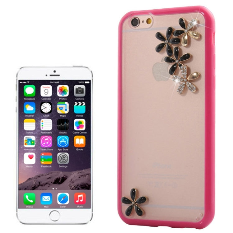 Ultra-thin Transparent Stereoscopic Diamond Encrusted Plum TPU Protective Case for iPhone 6 Plus