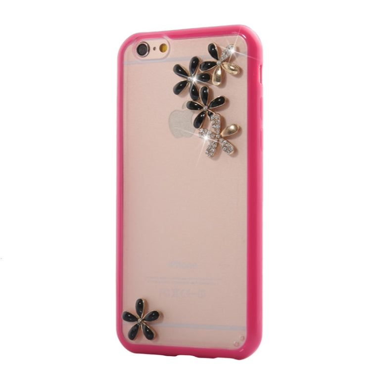 Ultra-thin Transparent Stereoscopic Diamond Encrusted Plum TPU Protective Case for iPhone 6 Plus
