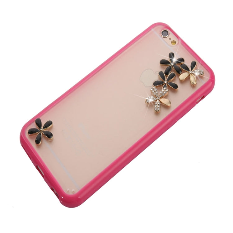 Ultra-thin Transparent Stereoscopic Diamond Encrusted Plum TPU Protective Case for iPhone 6 Plus