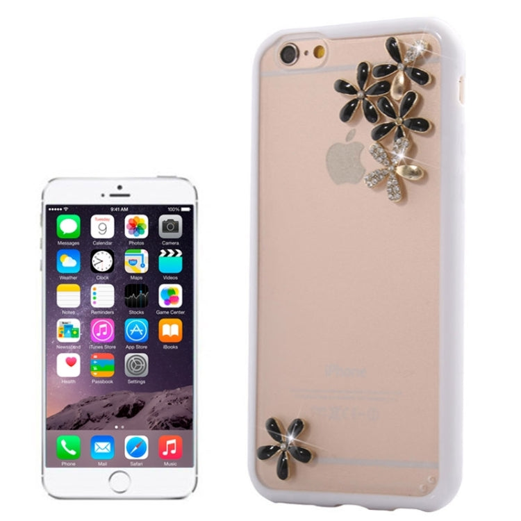 Ultra-thin Transparent Stereoscopic Diamond Encrusted Plum TPU Protective Case for iPhone 6 Plus