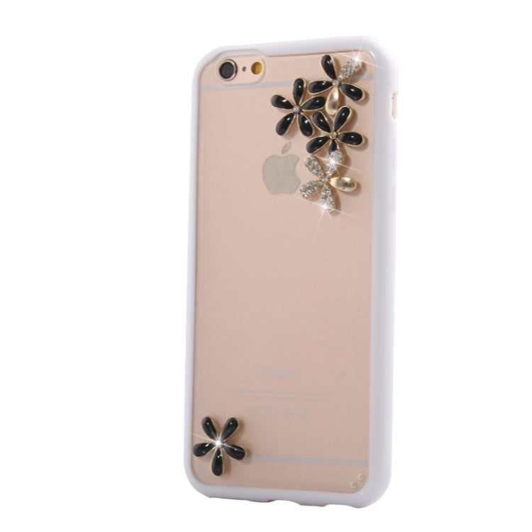 Ultra-thin Transparent Stereoscopic Diamond Encrusted Plum TPU Protective Case for iPhone 6 Plus