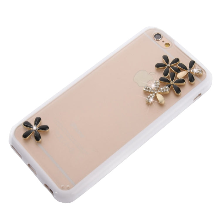 Ultra-thin Transparent Stereoscopic Diamond Encrusted Plum TPU Protective Case for iPhone 6 Plus