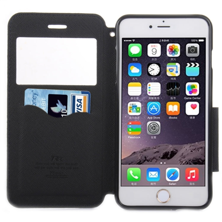 For iPhone 6 Plus & 6s Plus Roar Cross Texture Flip Leather Case with Holder & Card Slot & Caller ID Window