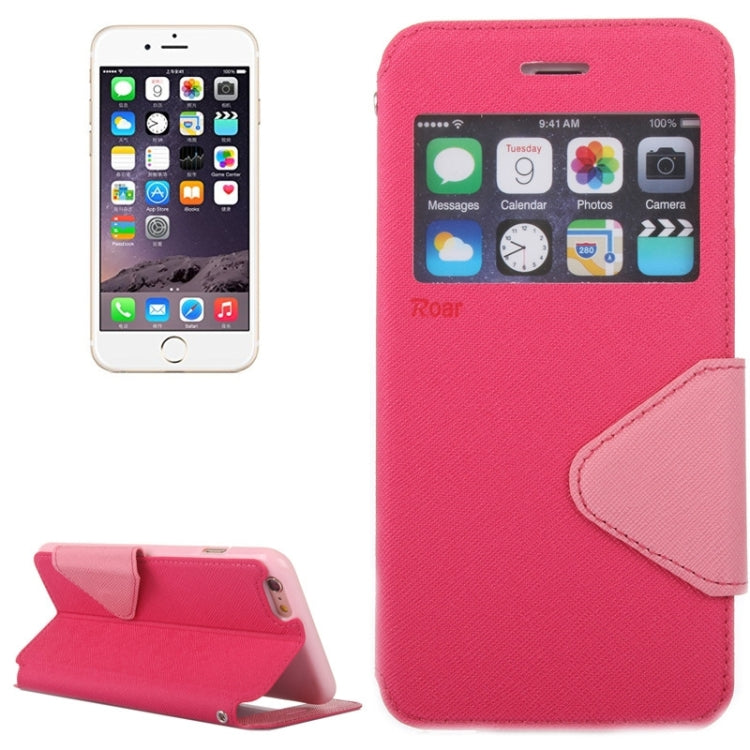 For iPhone 6 Plus & 6s Plus Roar Cross Texture Flip Leather Case with Holder & Card Slot & Caller ID Window