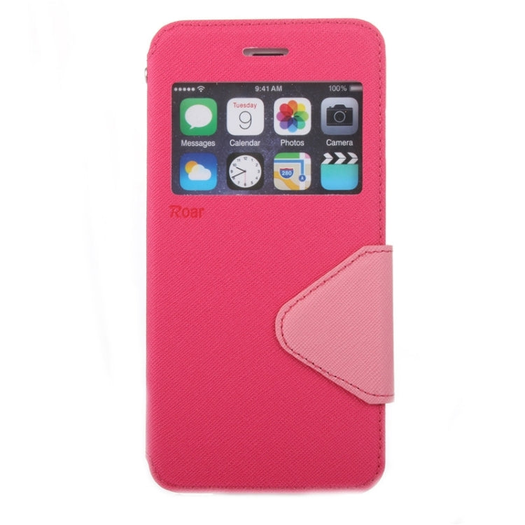 For iPhone 6 Plus & 6s Plus Roar Cross Texture Flip Leather Case with Holder & Card Slot & Caller ID Window