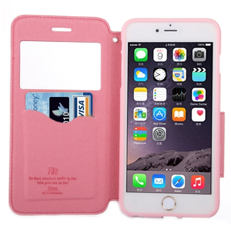 For iPhone 6 Plus & 6s Plus Roar Cross Texture Flip Leather Case with Holder & Card Slot & Caller ID Window
