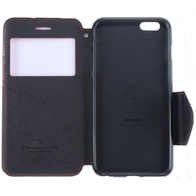 For iPhone 6 Plus & 6s Plus Roar Cross Texture Flip Leather Case with Holder & Card Slot & Caller ID Window