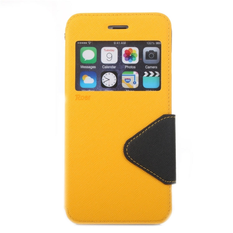 For iPhone 6 Plus & 6s Plus Roar Cross Texture Flip Leather Case with Holder & Card Slot & Caller ID Window