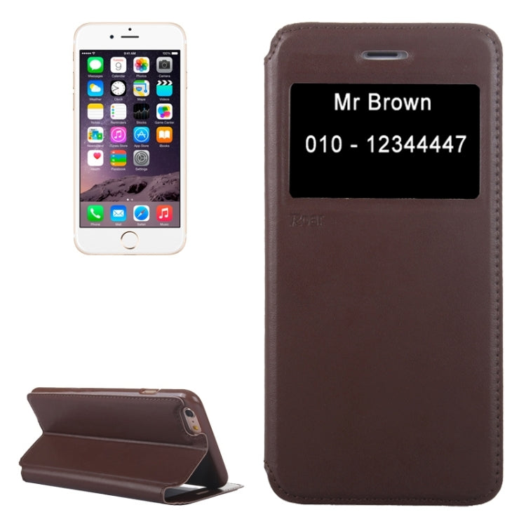 Roar Crazy Horse Texture Leather Case with Holder & Card Slot & Caller ID Display for iPhone 6 Plus