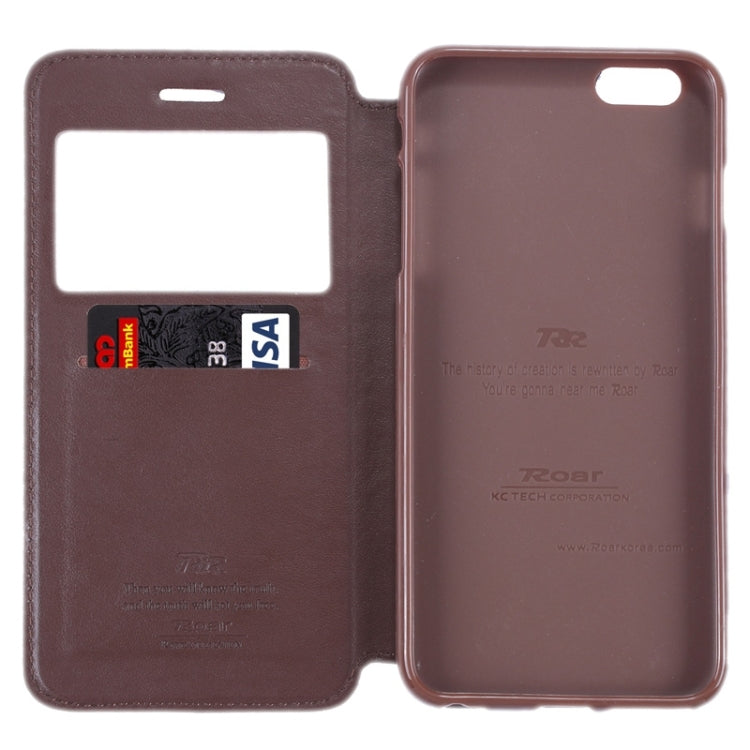 Roar Crazy Horse Texture Leather Case with Holder & Card Slot & Caller ID Display for iPhone 6 Plus