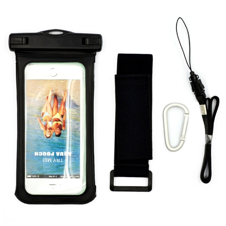 For iPhone 6 Plus & 6s Plus Universal IPX8 Certified to 10m Waterproof Carrying Case with Touch Responsive Front & Arm Band(Black)