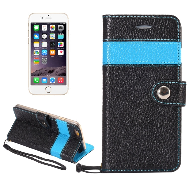 Color Matching Style Litchi Texture Horizontal Flip Genuine Leather Case with Holder & Card Slots & Wallet & Lanyard for iPhone 6 Plus & 6S Plus