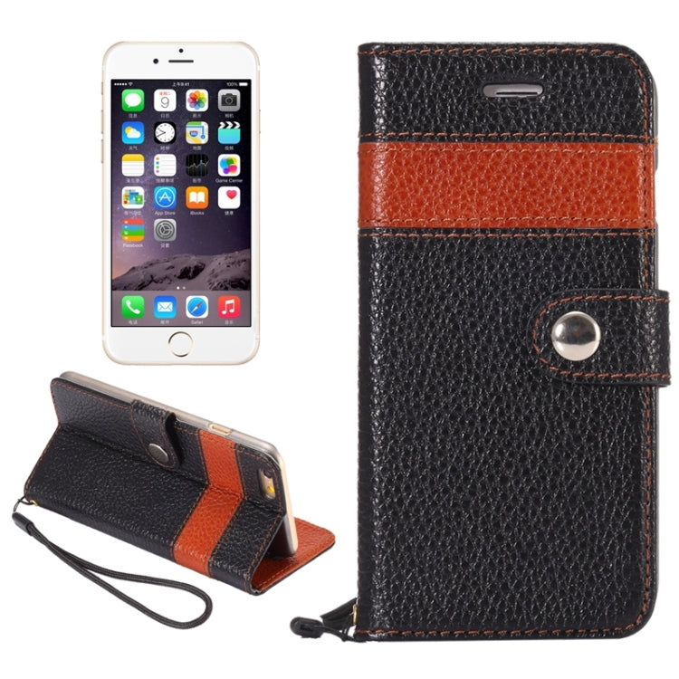 Color Matching Style Litchi Texture Horizontal Flip Genuine Leather Case with Holder & Card Slots & Wallet & Lanyard for iPhone 6 Plus & 6S Plus