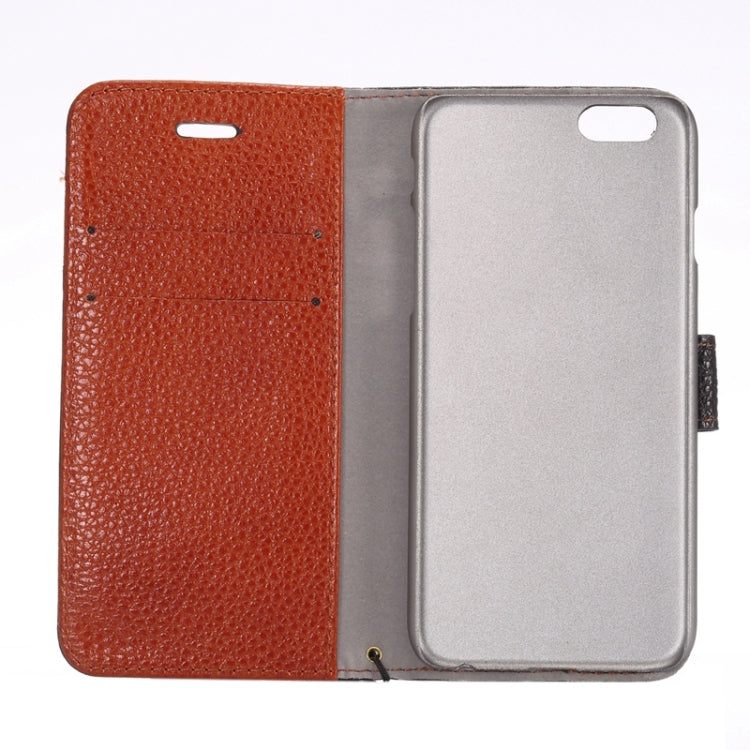 Color Matching Style Litchi Texture Horizontal Flip Genuine Leather Case with Holder & Card Slots & Wallet & Lanyard for iPhone 6 Plus & 6S Plus