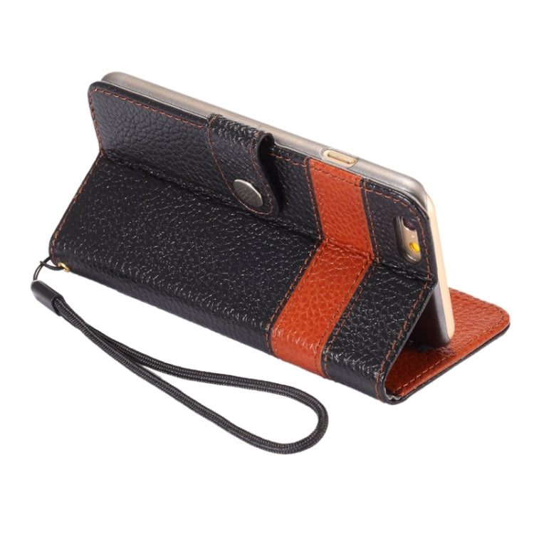 Color Matching Style Litchi Texture Horizontal Flip Genuine Leather Case with Holder & Card Slots & Wallet & Lanyard for iPhone 6 Plus & 6S Plus