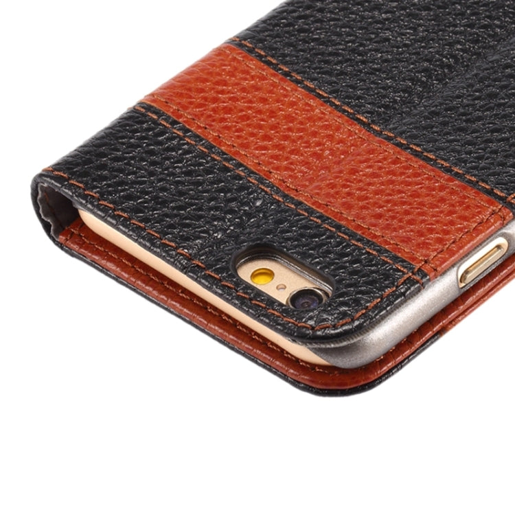 Color Matching Style Litchi Texture Horizontal Flip Genuine Leather Case with Holder & Card Slots & Wallet & Lanyard for iPhone 6 Plus & 6S Plus