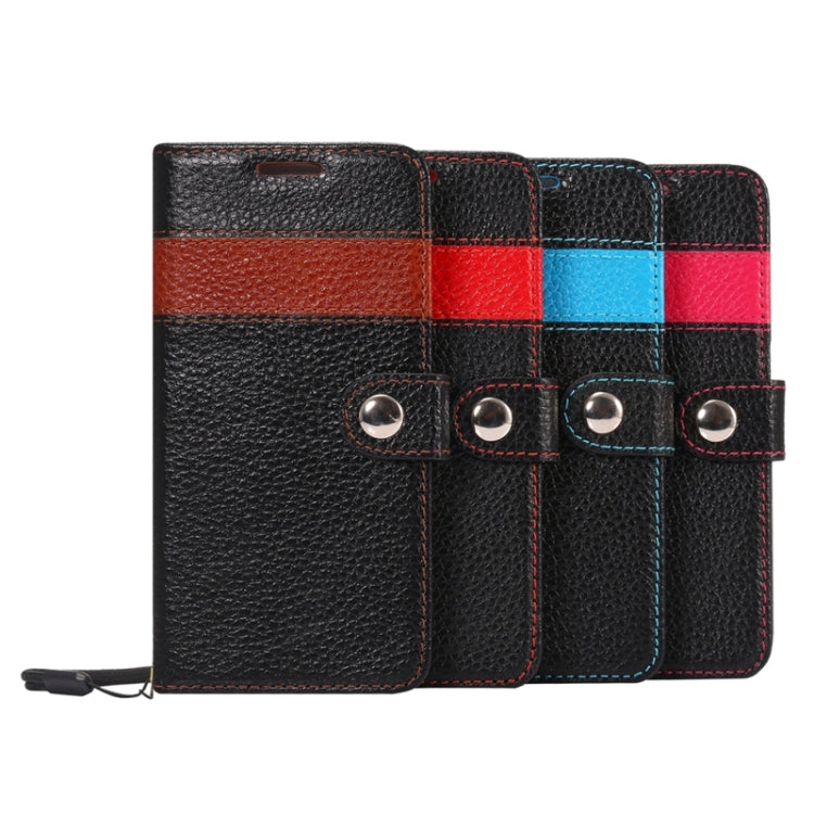 Color Matching Style Litchi Texture Horizontal Flip Genuine Leather Case with Holder & Card Slots & Wallet & Lanyard for iPhone 6 Plus & 6S Plus