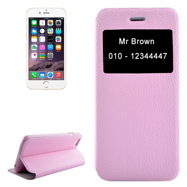 Horizontal Flip Litchi Texture Leather Case with Holder & Caller ID Display for iPhone 6 Plus & 6S Plus