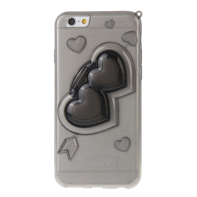 3D Love Heart Pattern TPU Protective Case with Holder & Lanyard for iPhone 6 Plus & 6S Plus