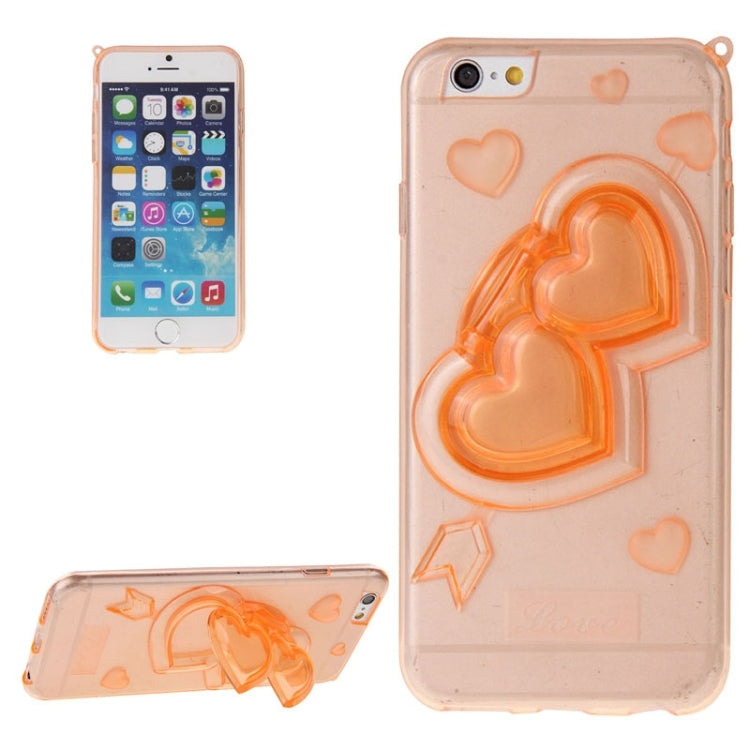 3D Love Heart Pattern TPU Protective Case with Holder & Lanyard for iPhone 6 Plus & 6S Plus