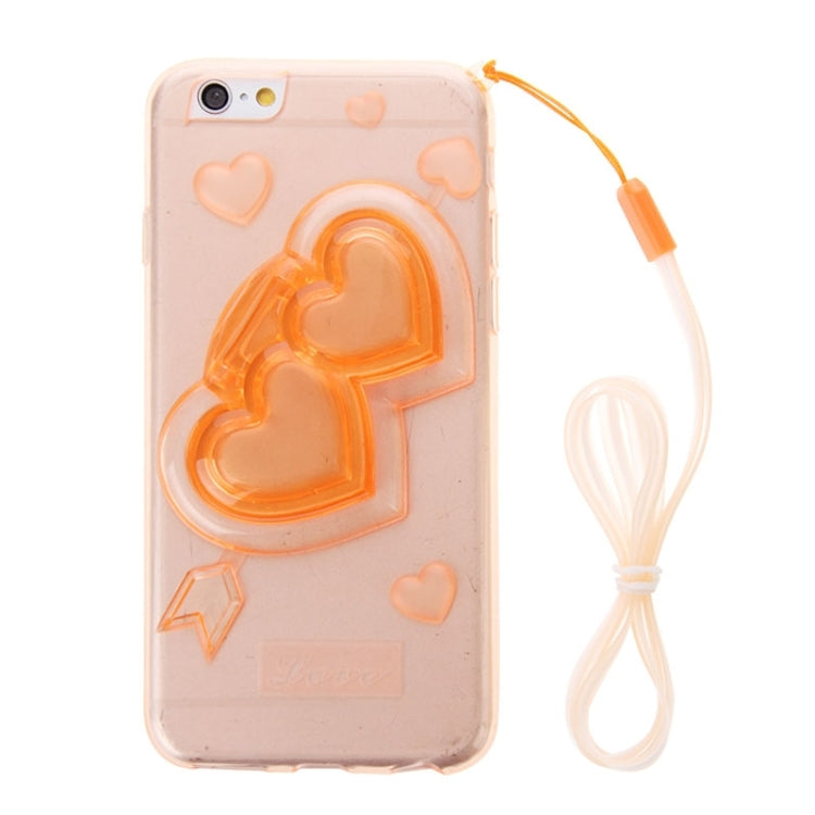 3D Love Heart Pattern TPU Protective Case with Holder & Lanyard for iPhone 6 Plus & 6S Plus