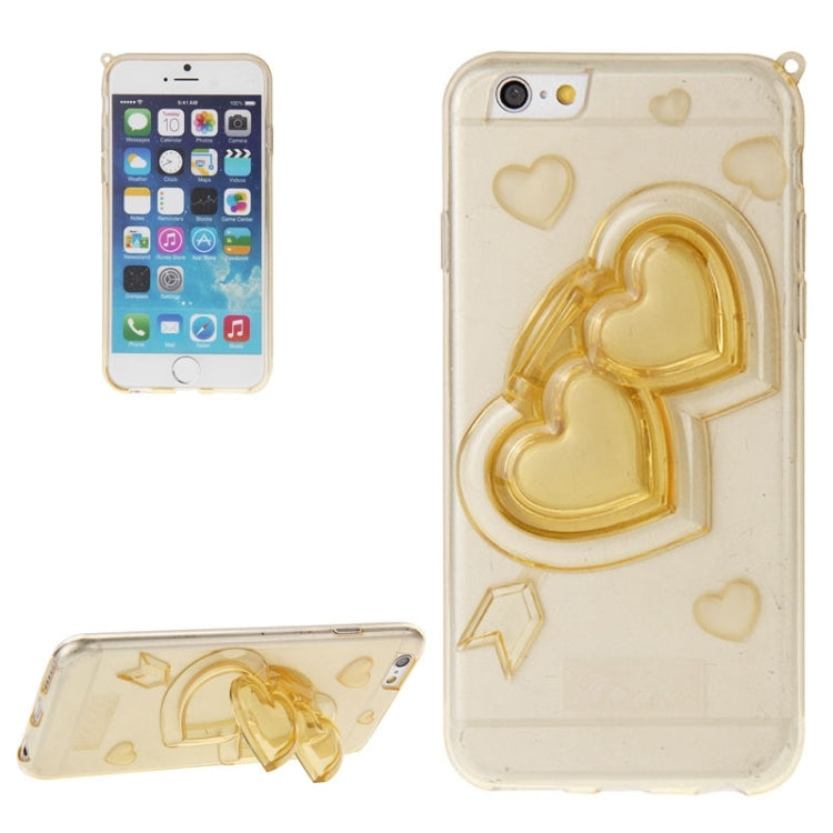 3D Love Heart Pattern TPU Protective Case with Holder & Lanyard for iPhone 6 Plus & 6S Plus