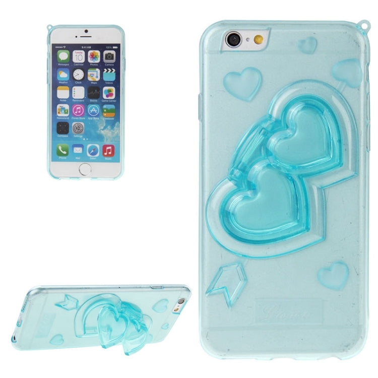 3D Love Heart Pattern TPU Protective Case with Holder & Lanyard for iPhone 6 Plus & 6S Plus
