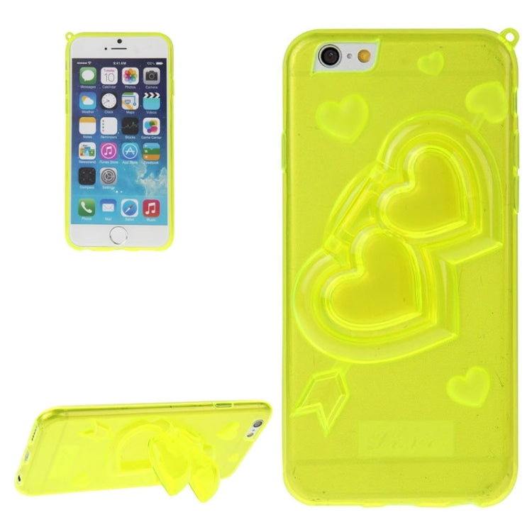 3D Love Heart Pattern TPU Protective Case with Holder & Lanyard for iPhone 6 Plus & 6S Plus