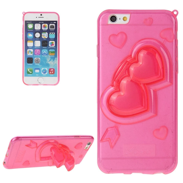 3D Love Heart Pattern TPU Protective Case with Holder & Lanyard for iPhone 6 Plus & 6S Plus