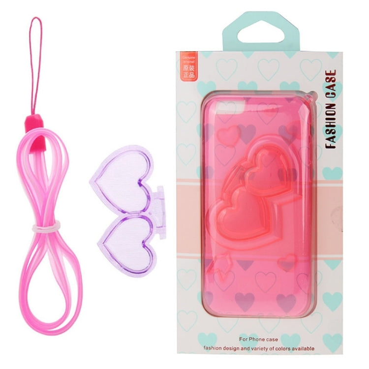 3D Love Heart Pattern TPU Protective Case with Holder & Lanyard for iPhone 6 Plus & 6S Plus