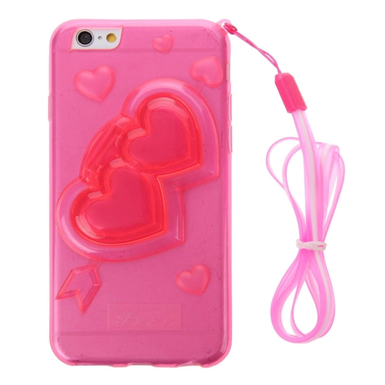 3D Love Heart Pattern TPU Protective Case with Holder & Lanyard for iPhone 6 Plus & 6S Plus