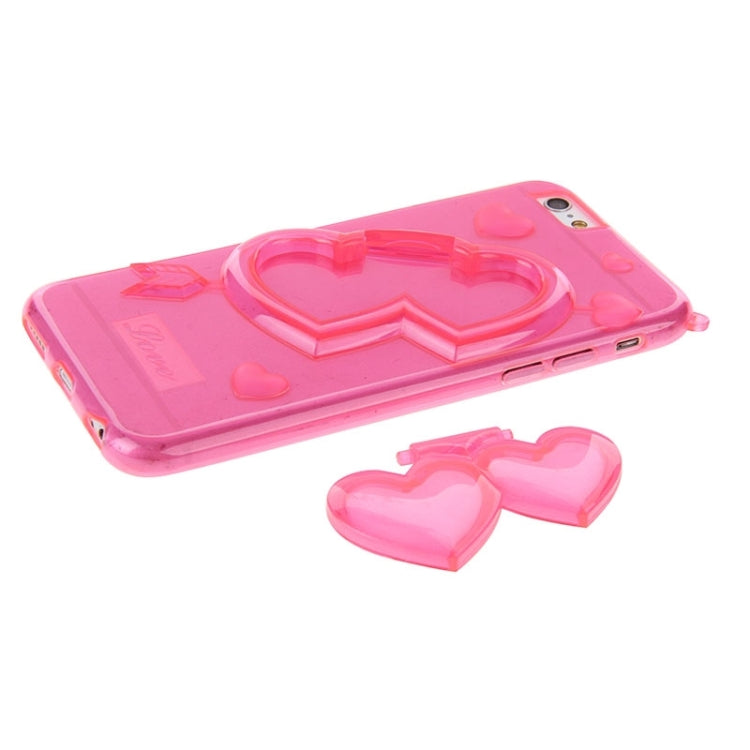 3D Love Heart Pattern TPU Protective Case with Holder & Lanyard for iPhone 6 Plus & 6S Plus