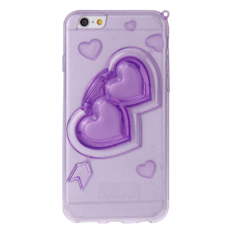 3D Love Heart Pattern TPU Protective Case with Holder & Lanyard for iPhone 6 Plus & 6S Plus