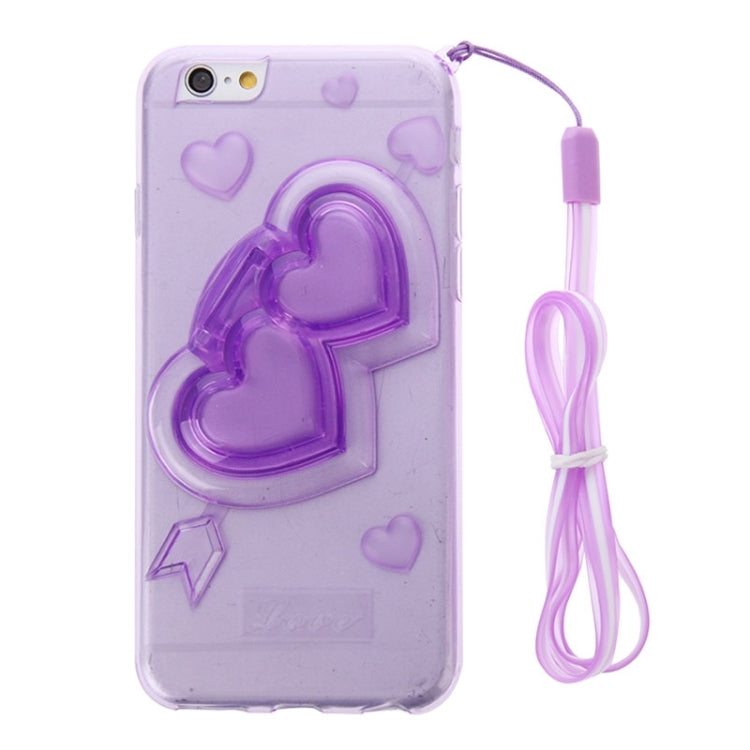 3D Love Heart Pattern TPU Protective Case with Holder & Lanyard for iPhone 6 Plus & 6S Plus