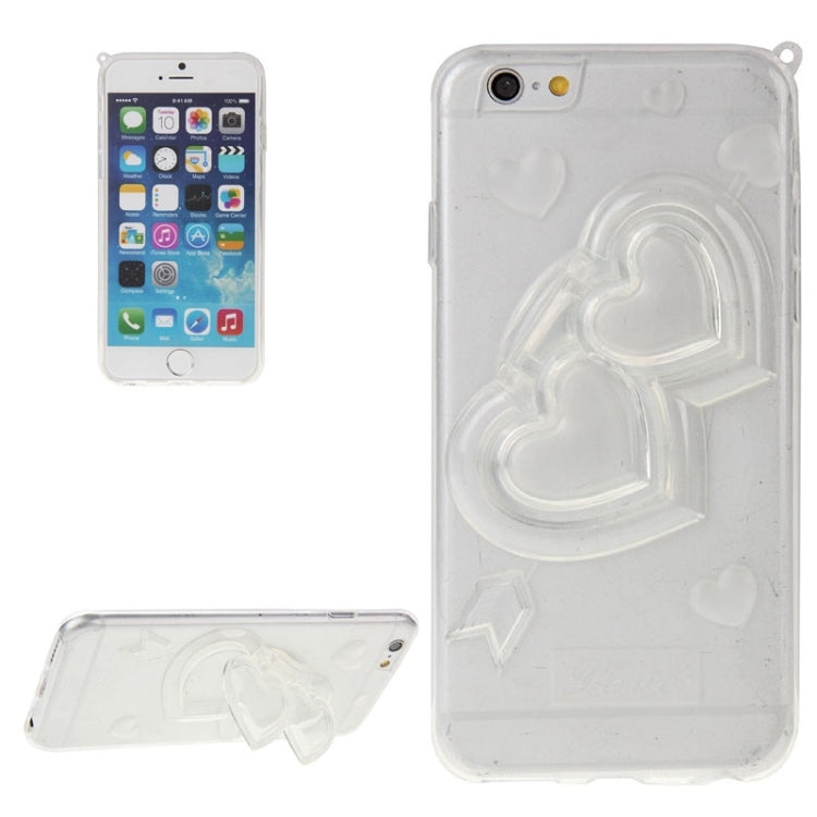 3D Love Heart Pattern TPU Protective Case with Holder & Lanyard for iPhone 6 Plus & 6S Plus