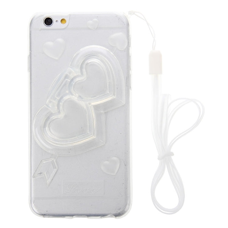 3D Love Heart Pattern TPU Protective Case with Holder & Lanyard for iPhone 6 Plus & 6S Plus