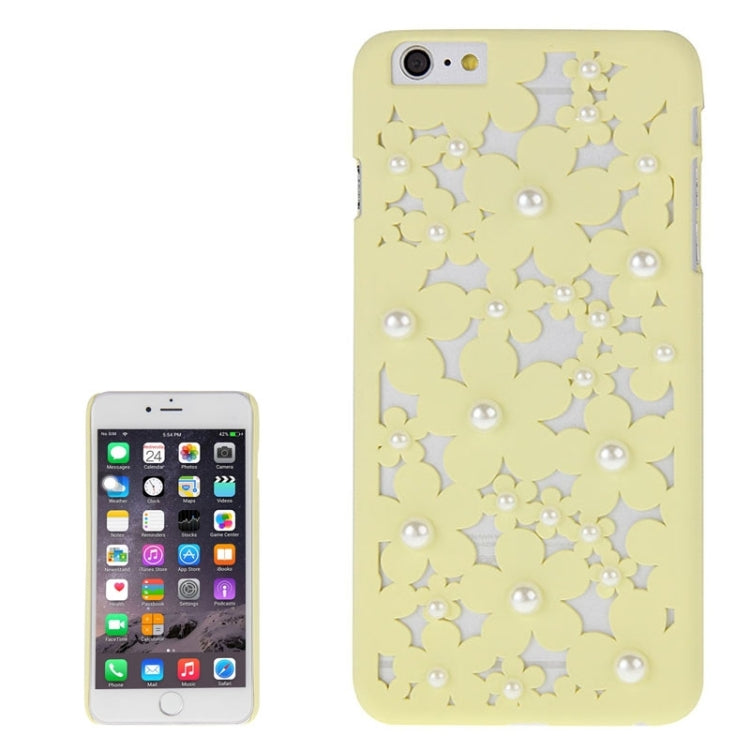 Hollow Style Daisy Pearl Encrusted Plastic Protective Case for iPhone 6 Plus
