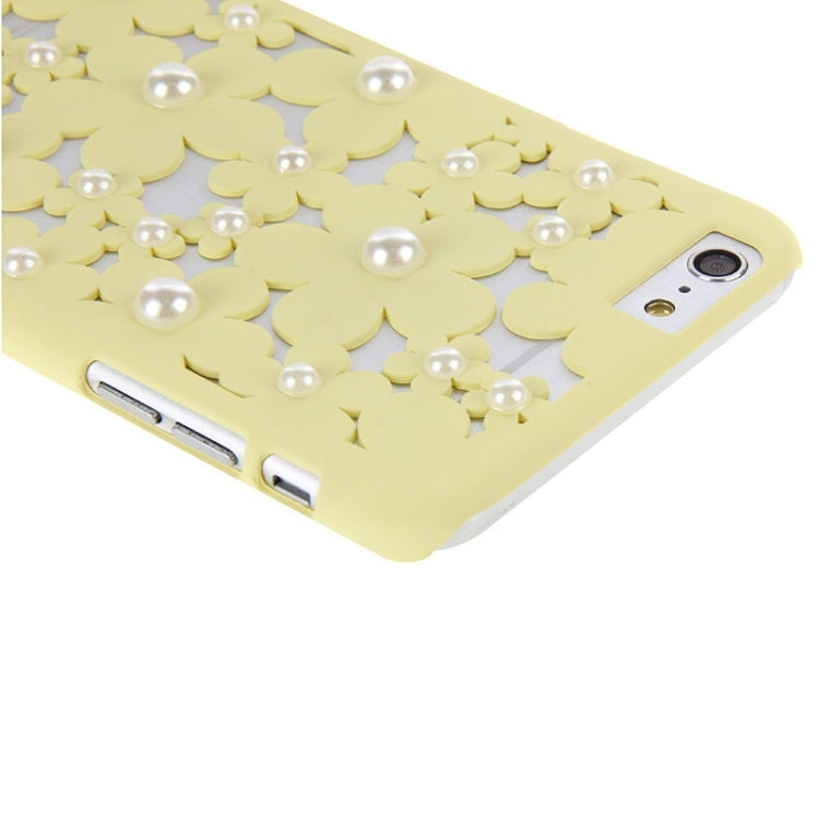 Hollow Style Daisy Pearl Encrusted Plastic Protective Case for iPhone 6 Plus