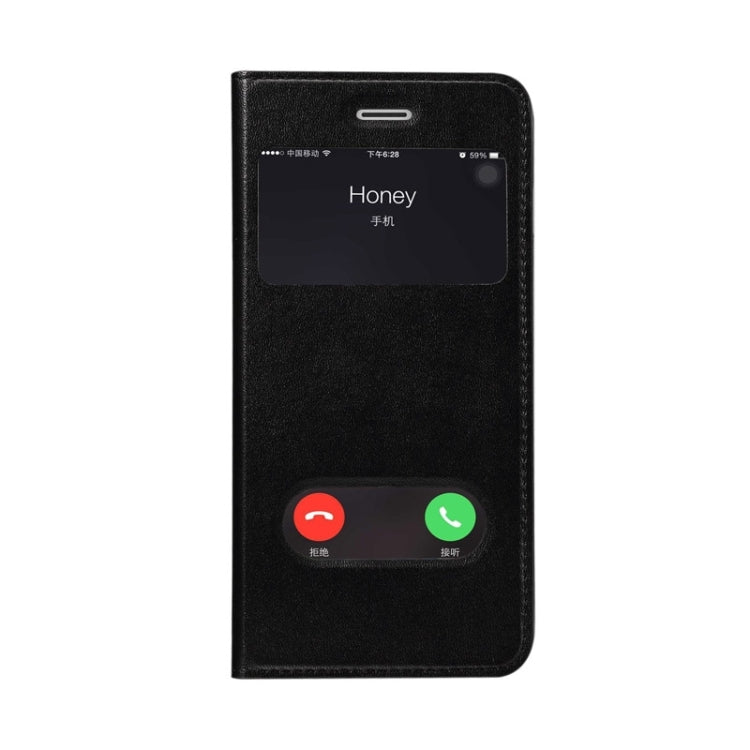 For iPhone 6s Plus Super Fiber Skin Horizontal Flip Leather Case with Holder & Caller ID Window