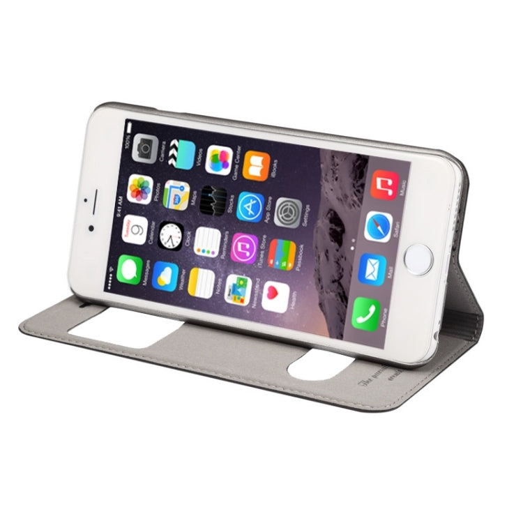 For iPhone 6s Plus Super Fiber Skin Horizontal Flip Leather Case with Holder & Caller ID Window